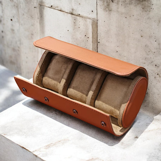 Blue Leather Watch Travel Case